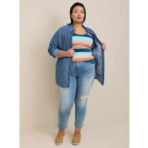 TORRID PULLOVER STRIPED EYELASH KNIT CAMI SWEATER SIZE 2 (CAMI ONLY) - Picture 4 of 9